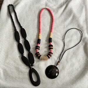 Boho wooden  Black Necklace Set